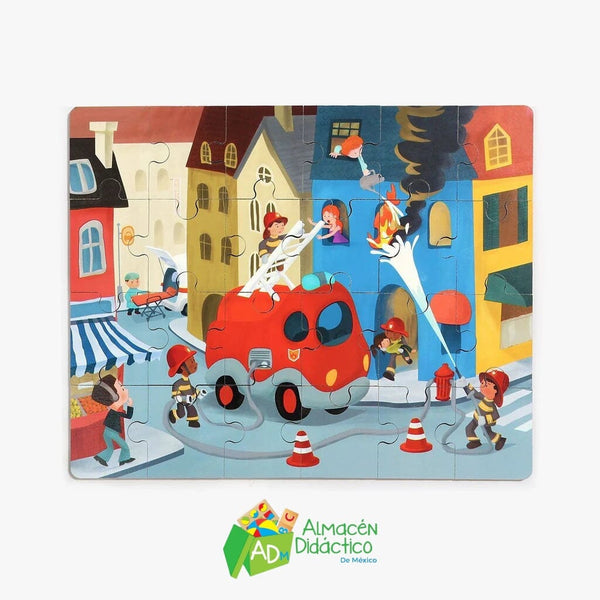 CARRO DE BOMBEROS CON ROMPECABEZAS