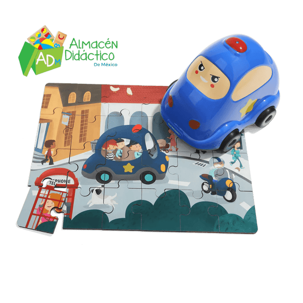 CARRITO DE POLICIA CON ROMPECABEZAS