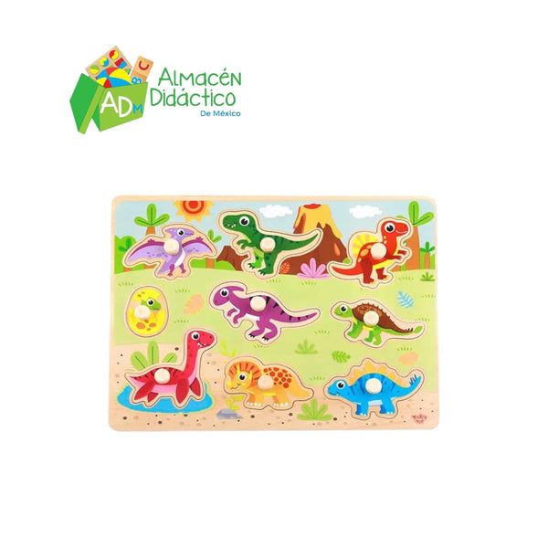 ROMPECABEZAS DINOSAURIOS DE MADERA CON PIJA