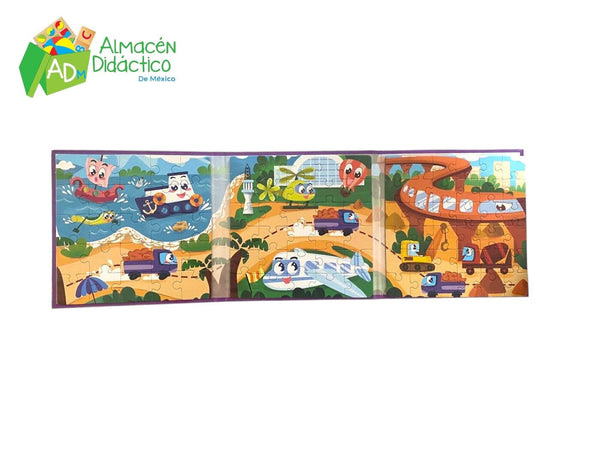 ROMPECABEZAS 3 EN 1 TRANSPORTES