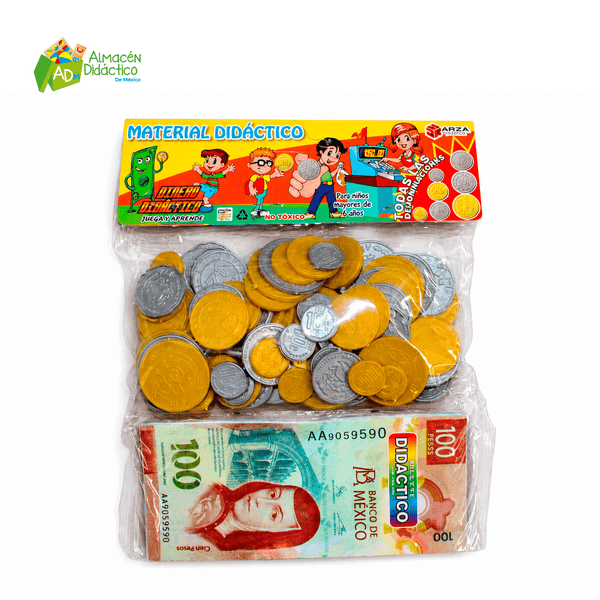 BILLETES Y MONEDAS DIDACTICAS 108 PZS